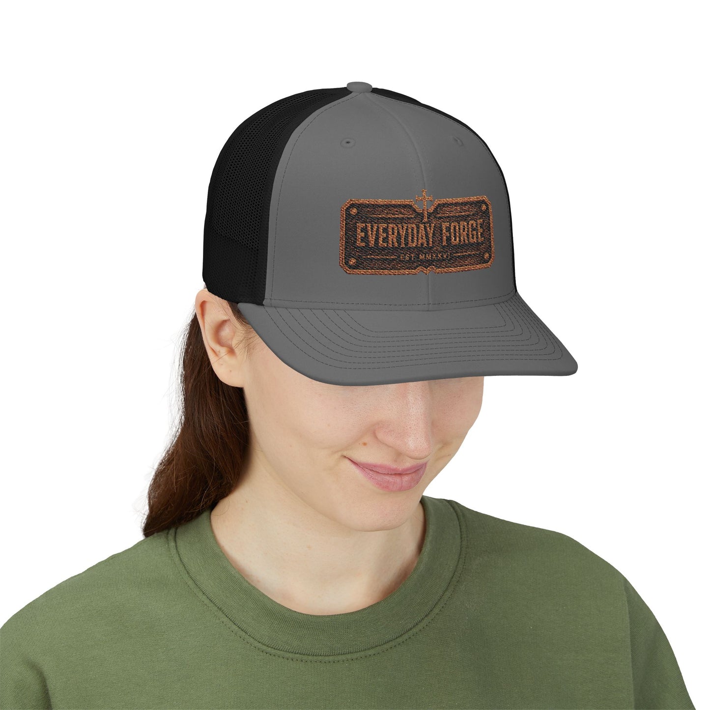 Everyday Forge Forged Logo Snapback Trucker Hat | Rugged Americana Mesh Cap | One Size