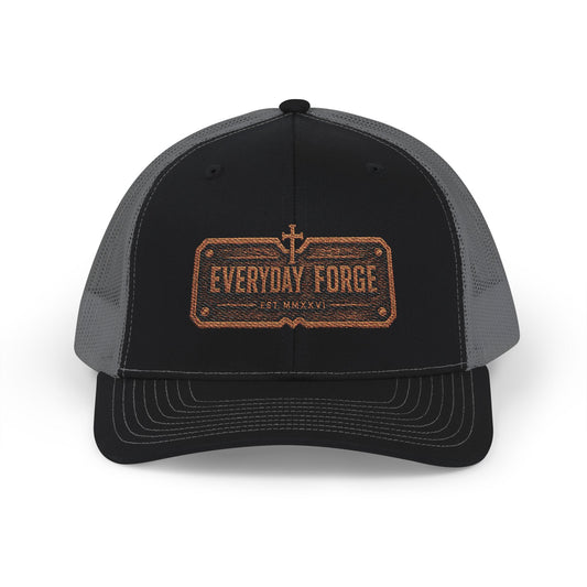 Everyday Forge Forged Logo Snapback Trucker Hat | Rugged Americana Mesh Cap | One Size