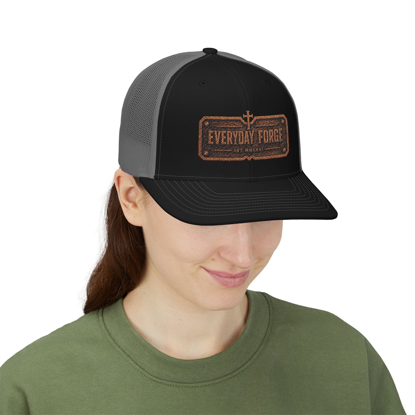 Everyday Forge Forged Logo Snapback Trucker Hat | Rugged Americana Mesh Cap | One Size