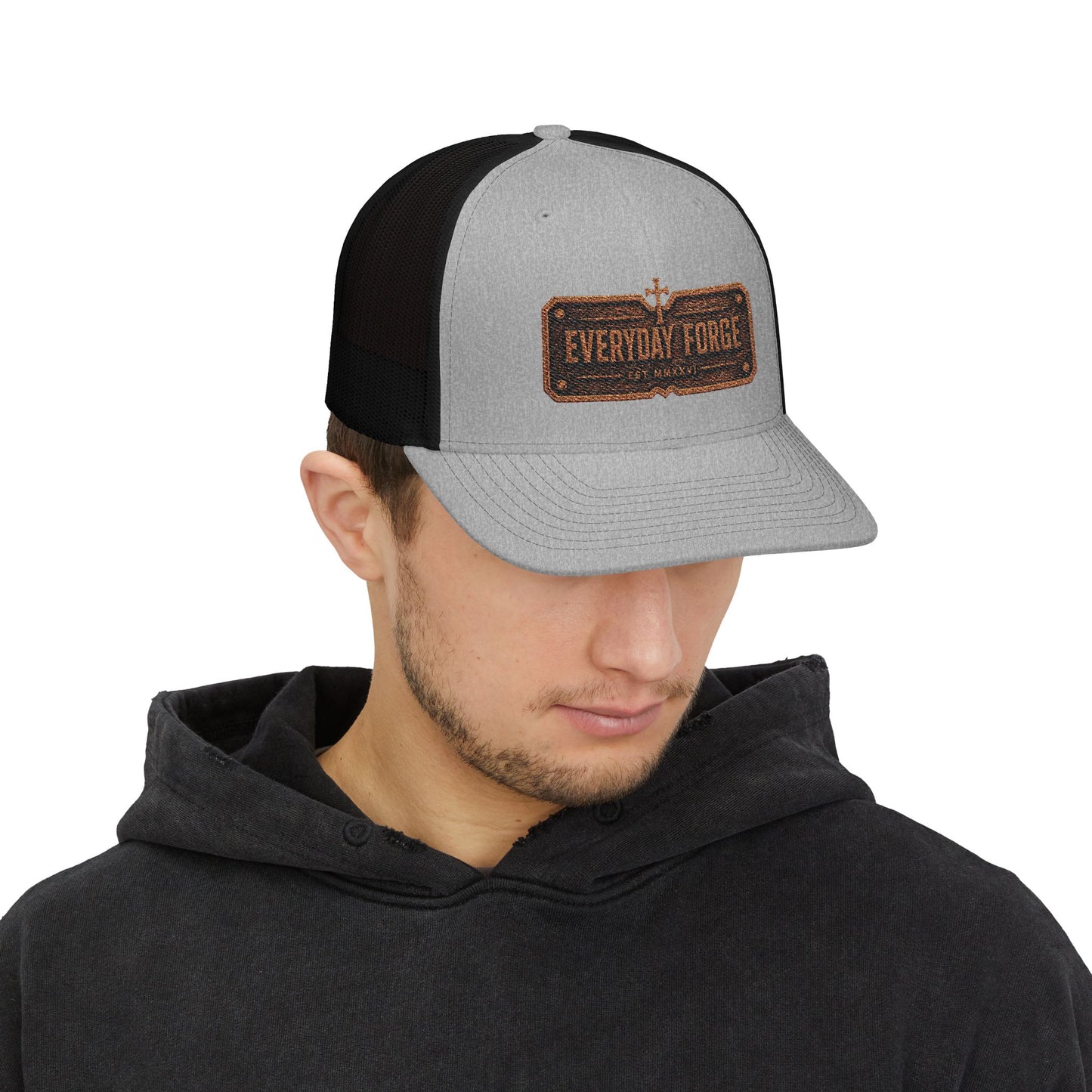 Everyday Forge Forged Logo Snapback Trucker Hat | Rugged Americana Mesh Cap | One Size
