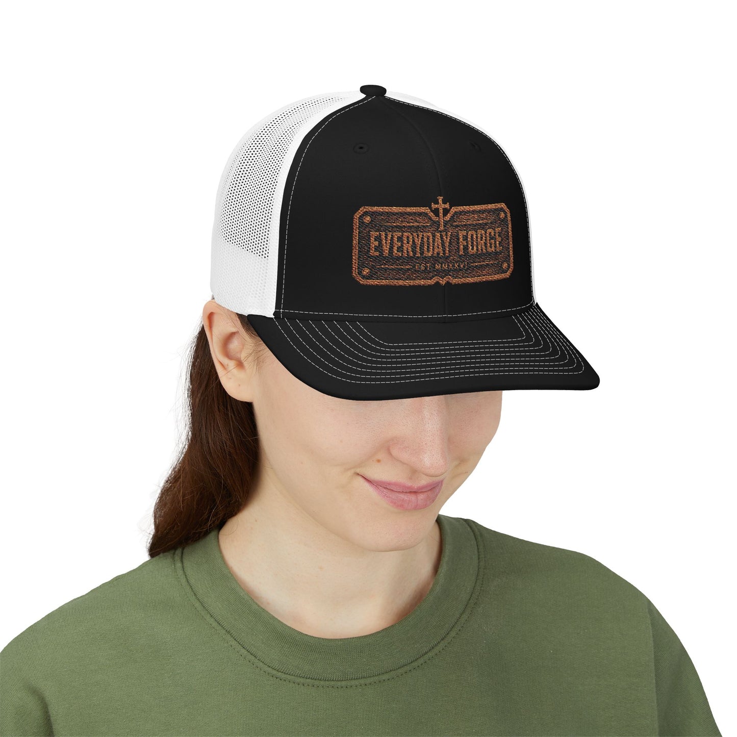 Everyday Forge Forged Logo Snapback Trucker Hat | Rugged Americana Mesh Cap | One Size