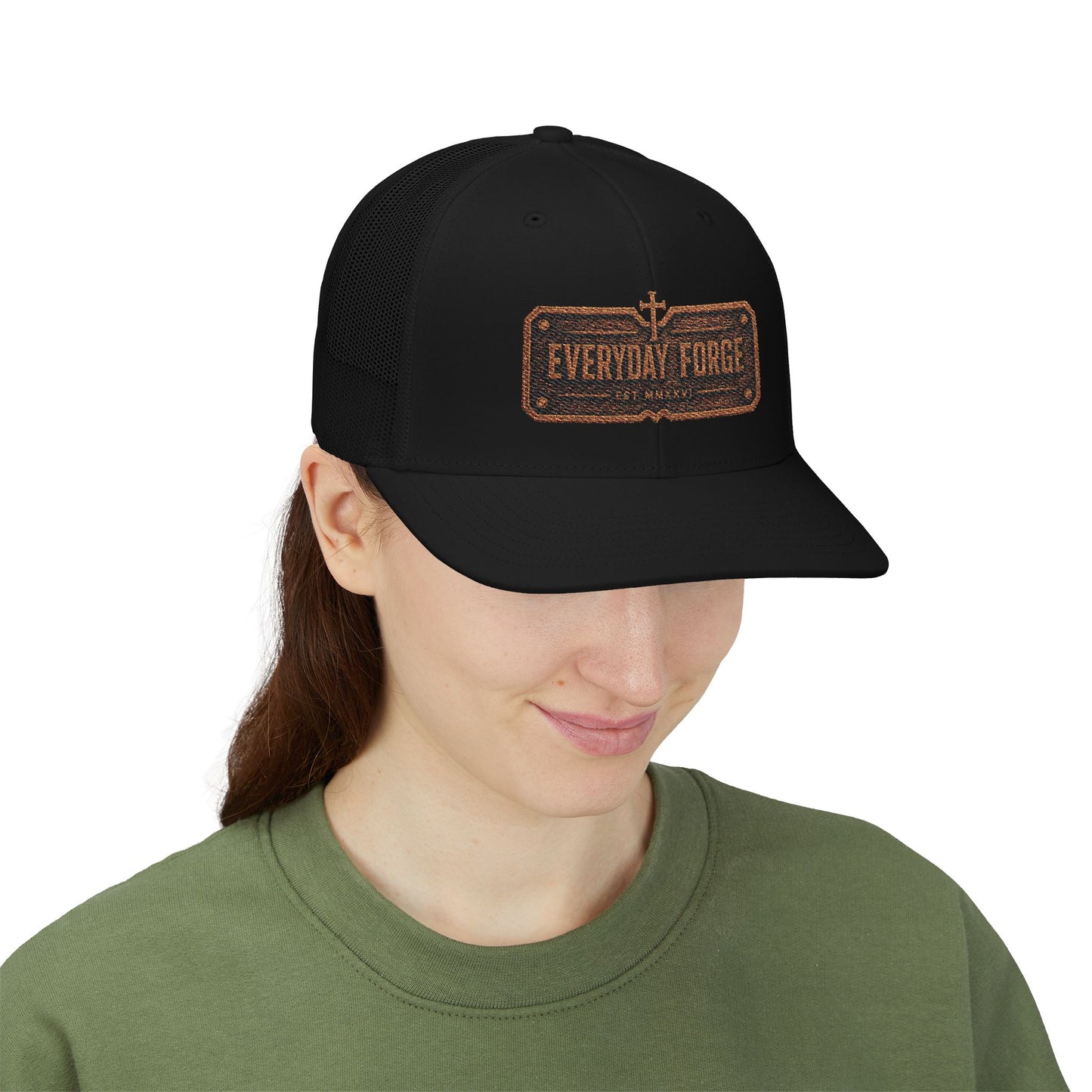 Everyday Forge Forged Logo Snapback Trucker Hat | Rugged Americana Mesh Cap | One Size