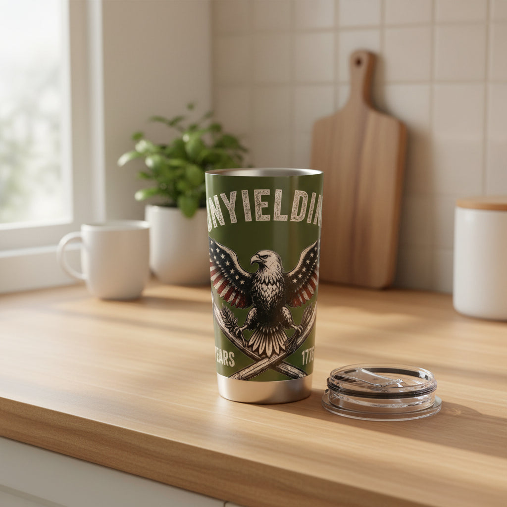 Everyday Forge Unyielding Eagle Patriotic Insulated Tumbler 20oz | Military Green Stainless Steel Travel Cup