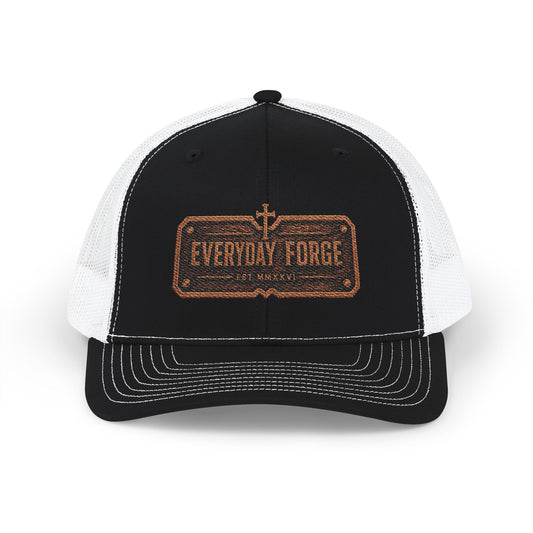 Everyday Forge Forged Logo Snapback Trucker Hat | Rugged Americana Mesh Cap | One Size