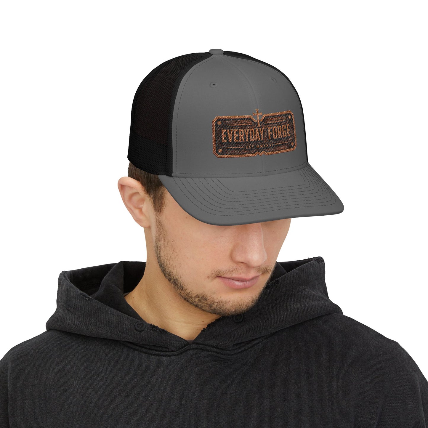 Everyday Forge Forged Logo Snapback Trucker Hat | Rugged Americana Mesh Cap | One Size